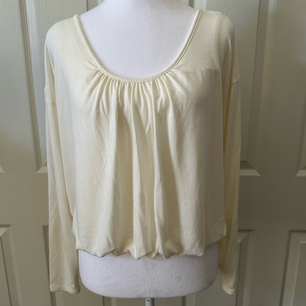 Maeve long sleeve bubble top, cream color, size x-small